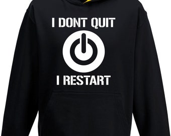 Gaming Hoodie “I Dont Quit I Restart” | Retro Gaming Kapuzen Sweatshirt für Reisen, College, Festival | Geschenk für Gamer Freunde, Papa