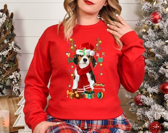 Xmas Sweatshirt Beagle Dog Christmas Sweater Unisex Xmas Jumper Day Stocking Filler