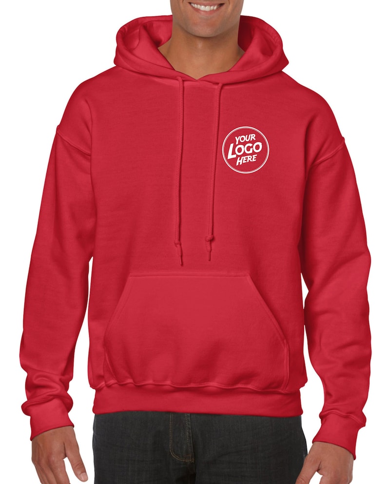 Personalised Hoody Hoodie Custom Work Sweatshirts For Men Printed Workwear Text Or Logo Hospitality Working Top Red