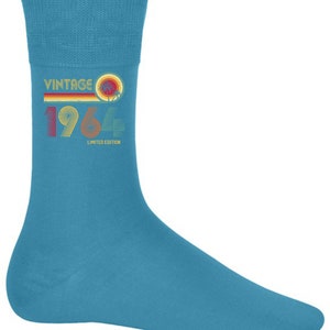 Socks 60th Birthday Gifts For Men Or Women Vintage 1964 Limited Edition 60 Years Old Tropical Blue