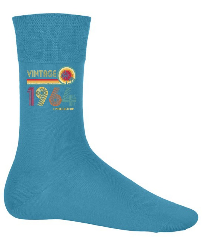 Cadeaux d'anniversaire pour homme ou femme, chaussettes vintage 1964, édition limitée 60 ans Tropical Blue