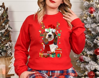 Xmas Sweatshirt Basset Hound Dog Christmas Sweater Unisex Xmas Jumper Day Stocking Filler