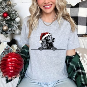 Kerst T-shirt Gordon Setter Hond Kerst T-shirt Kerstmuts Ontwerp Kerst T-shirt Vakantieseizoen Shirt voor mannen vrouwen en kinderen