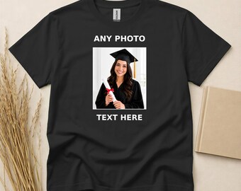 Custom Photo T-Shirt Personalized with Your Picture and Text Front or Back Any Image Design Your Own Apparel