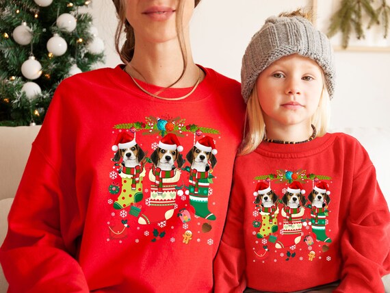 Xmas Sweatshirt Beagle Dog Xmas Stocking Christmas Sweater Xmas Jumper for Men Women Kids Etsy Canada