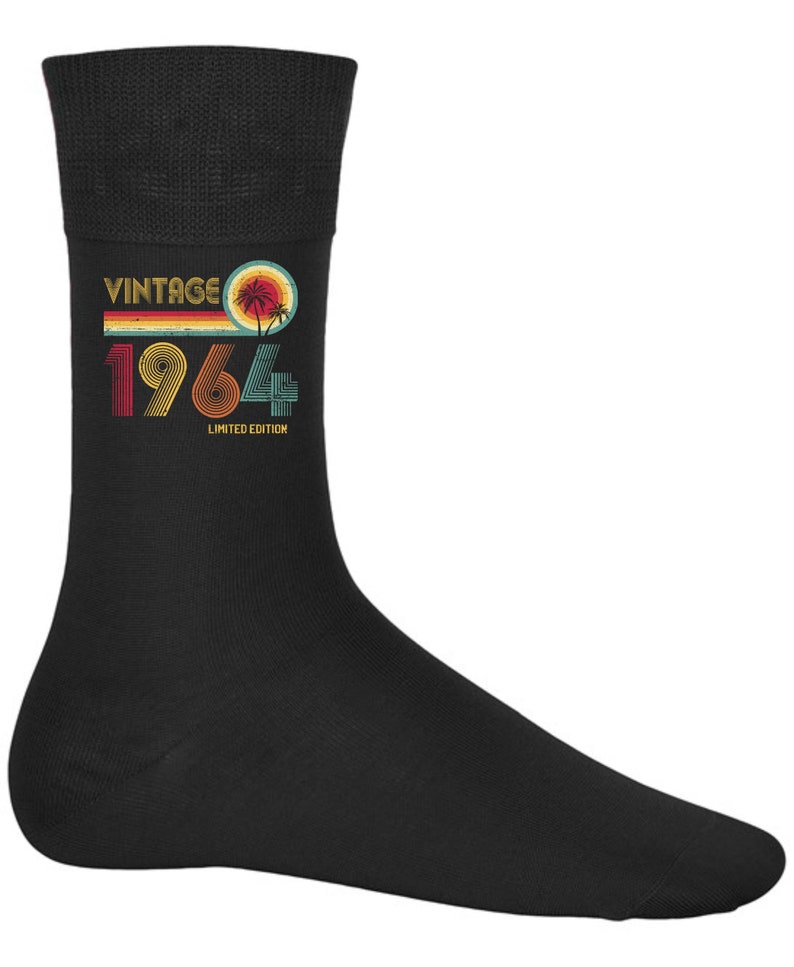 Cadeaux d'anniversaire pour homme ou femme, chaussettes vintage 1964, édition limitée 60 ans Black