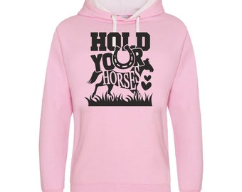 Cabalgata sudadera con capucha Hold Your Horses Equestrian Hoody Horse Jumping Hoodie Pony Farm