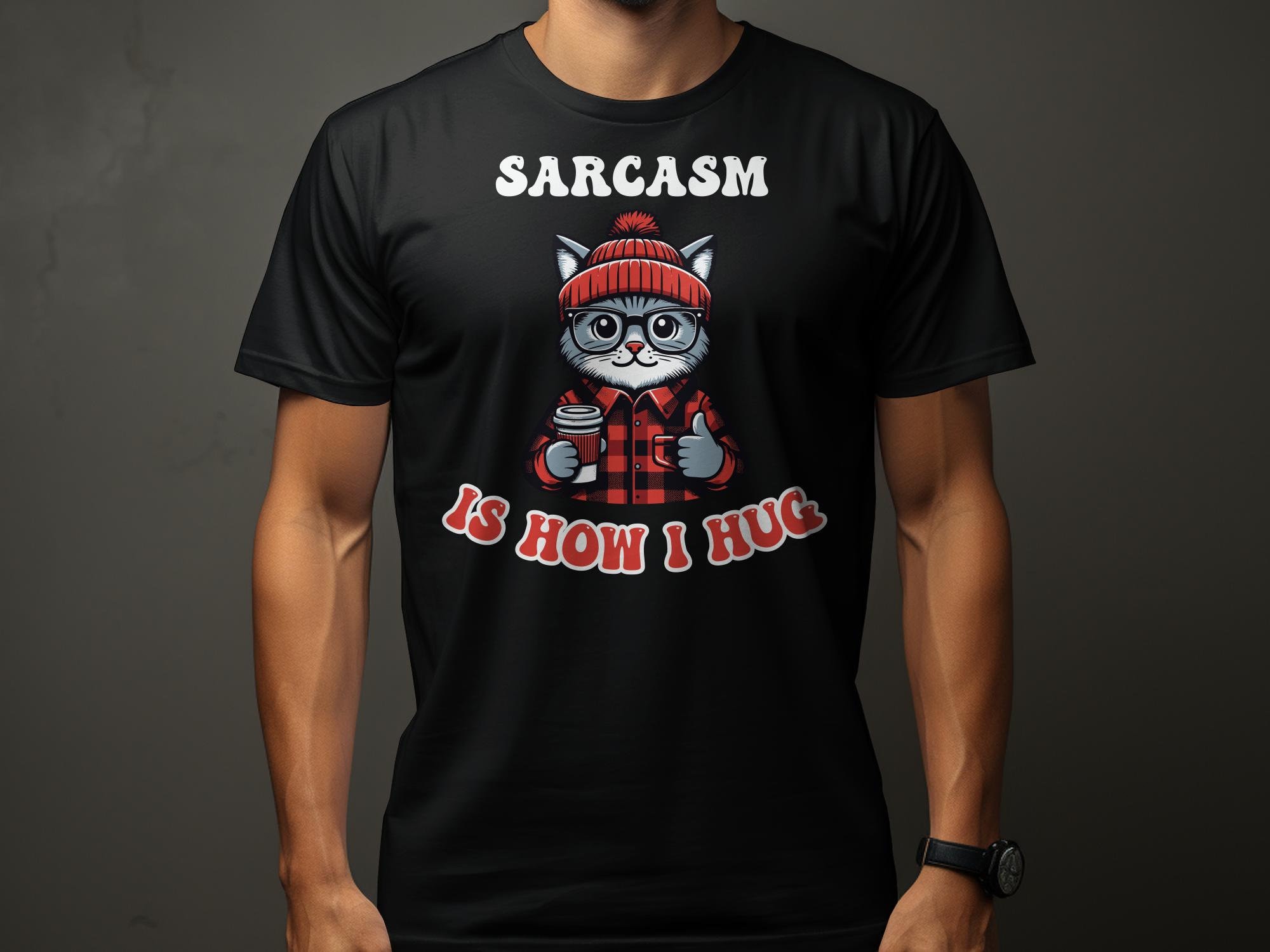 Hipster Cat T-Shirt, Sarcastic Kitten with Coffee, Cute Cat in Beanie, Unisex Cat Lover Tee, Funny Cat Graphic, Gift for Friends