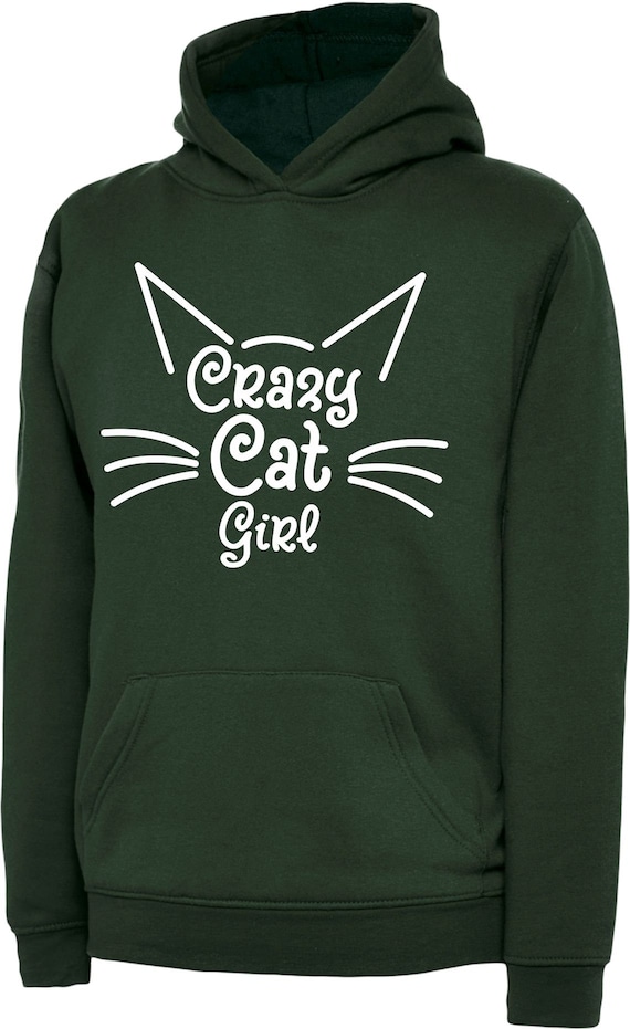 Girls Childs Funny Crazy Cat Gifts for Her Girl Gift Hoody Hoodie Hooded Sweatshirt Cat Lover Etsy