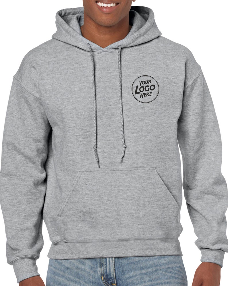 Personalised Hoody Hoodie Custom Work Sweatshirts For Men Printed Workwear Text Or Logo Hospitality Working Top Heather Grey