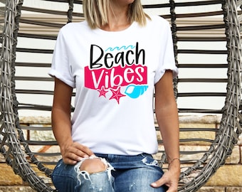 Womens Summer Tops TShirt T Shirt T-Shirt Tees Holiday Shirt For Women Holiday Top Beach Vibes