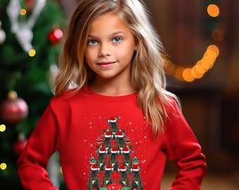 Kids Christmas Jumper French Bulldog Dog Kids Xmas Gift Childrens Xmas Sweater Kids Christmas Sweatshirt Childs Xmas Tree #2