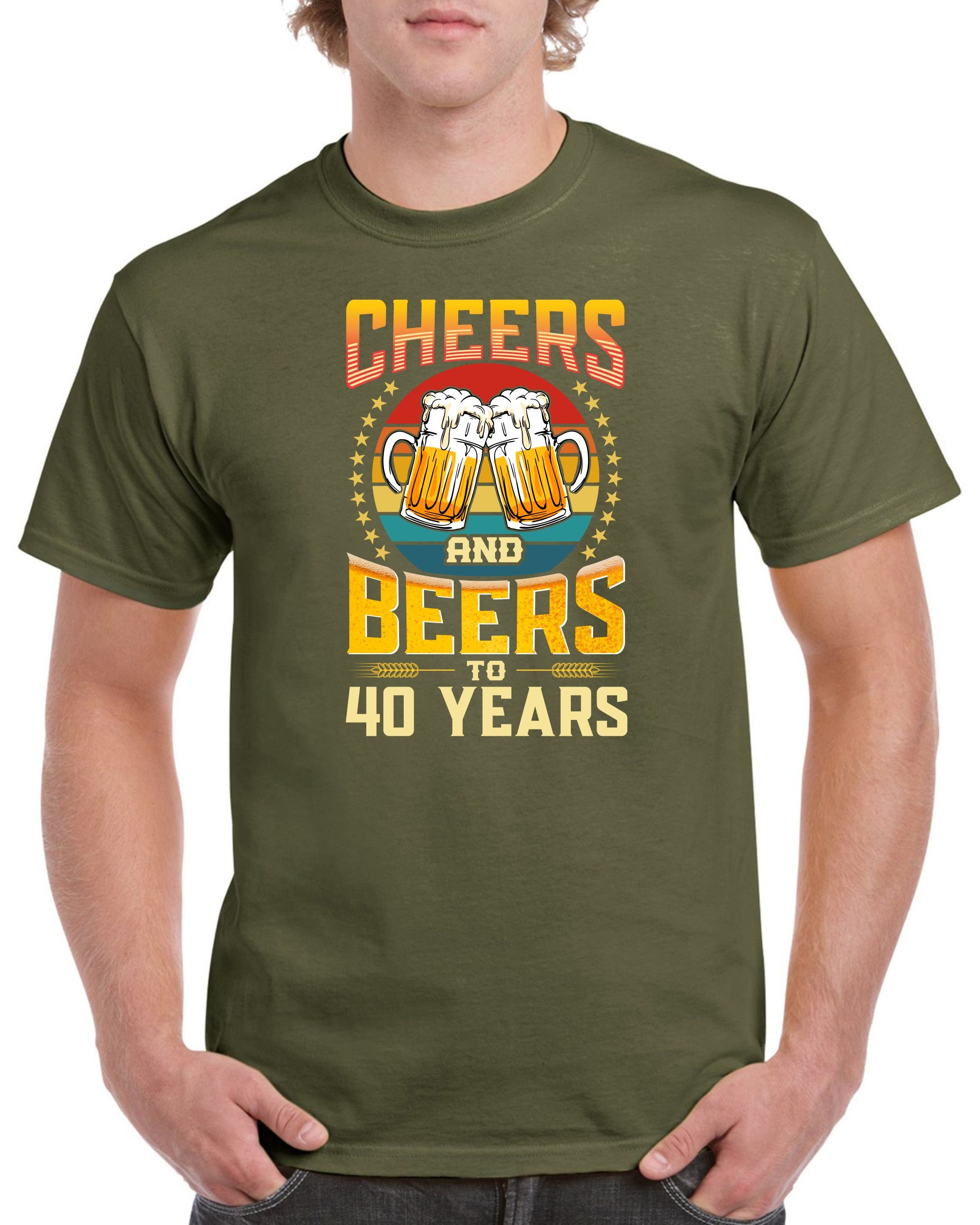 Discover Mens 40th Birthday Gifts Forty Cheers & Beers To 40 Years Funny Old T-Shirt