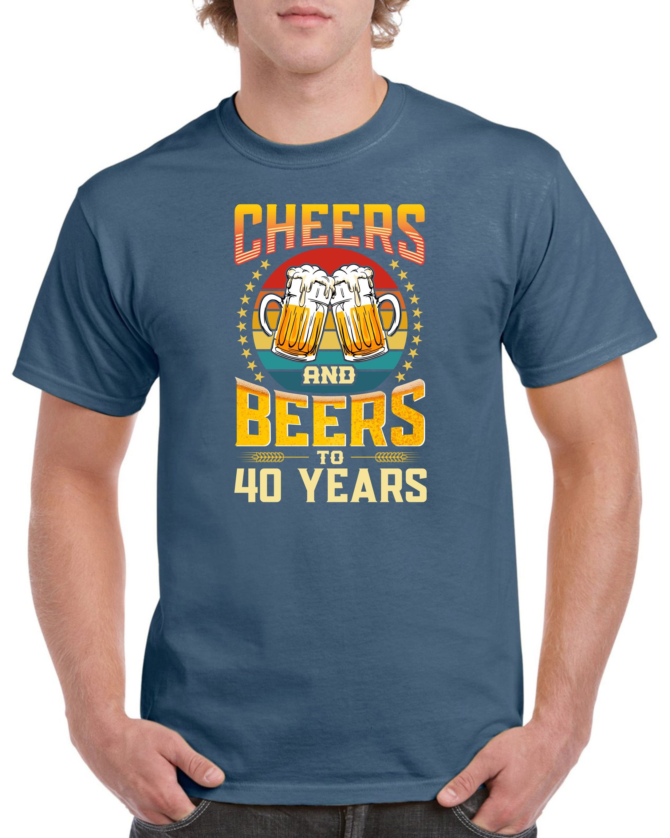 Discover Mens 40th Birthday Gifts Forty Cheers & Beers To 40 Years Funny Old T-Shirt