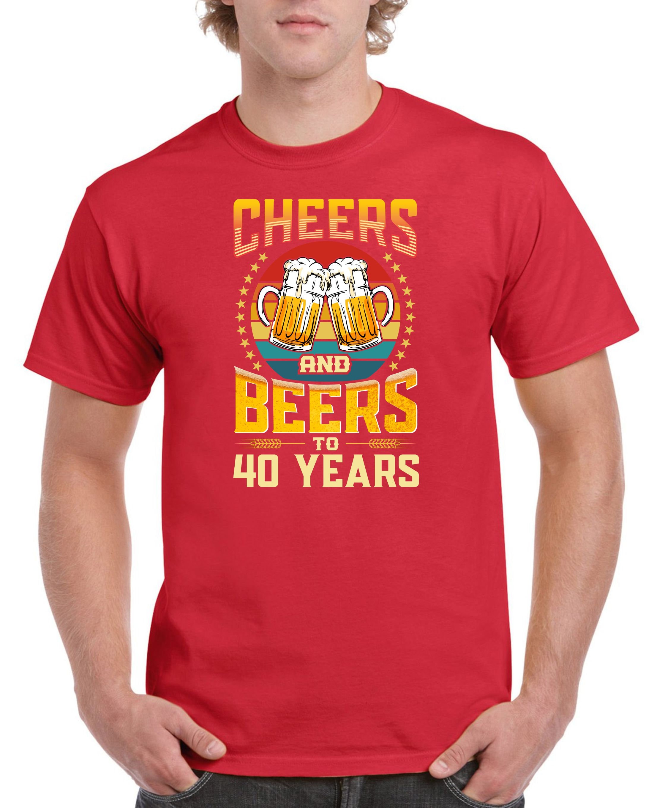 Discover Mens 40th Birthday Gifts Forty Cheers & Beers To 40 Years Funny Old T-Shirt