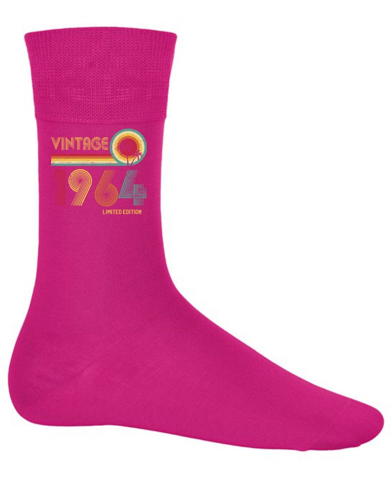 Socks 60th Birthday Gifts For Men Or Women Vintage 1964 Limited Edition 60 Years Old Fuchsia