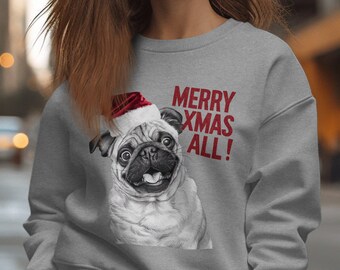 Pull De Noël "Moche" Drôle Pour Amoureux Des Carlins - Sweatshirt Festif Et Confortable | Idéal Fêtes - 9