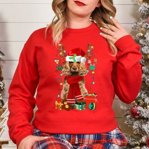 Xmas Sweatshirt Cocker Spaniel Dog Christmas Sweater Unisex Xmas Jumper Day Stocking Filler
