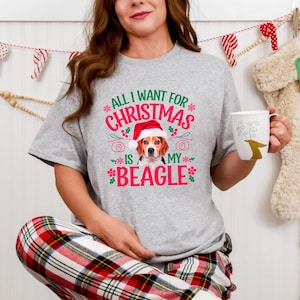 Xmas T-shirt voor hondenliefhebbers, schattige beagle hond kerstshirt, kerstshirt hondenliefhebber, kerst hondenshirt voor kerstliefhebbers