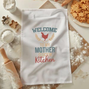 Willkommen bei Mutter Cuckin Küche Geschirrtuch, lustiges Huhn Handtuch, Bauernhaus Küche, niedlichen Küchen Dekor, Geschenk für Mutter, Küchentuch
