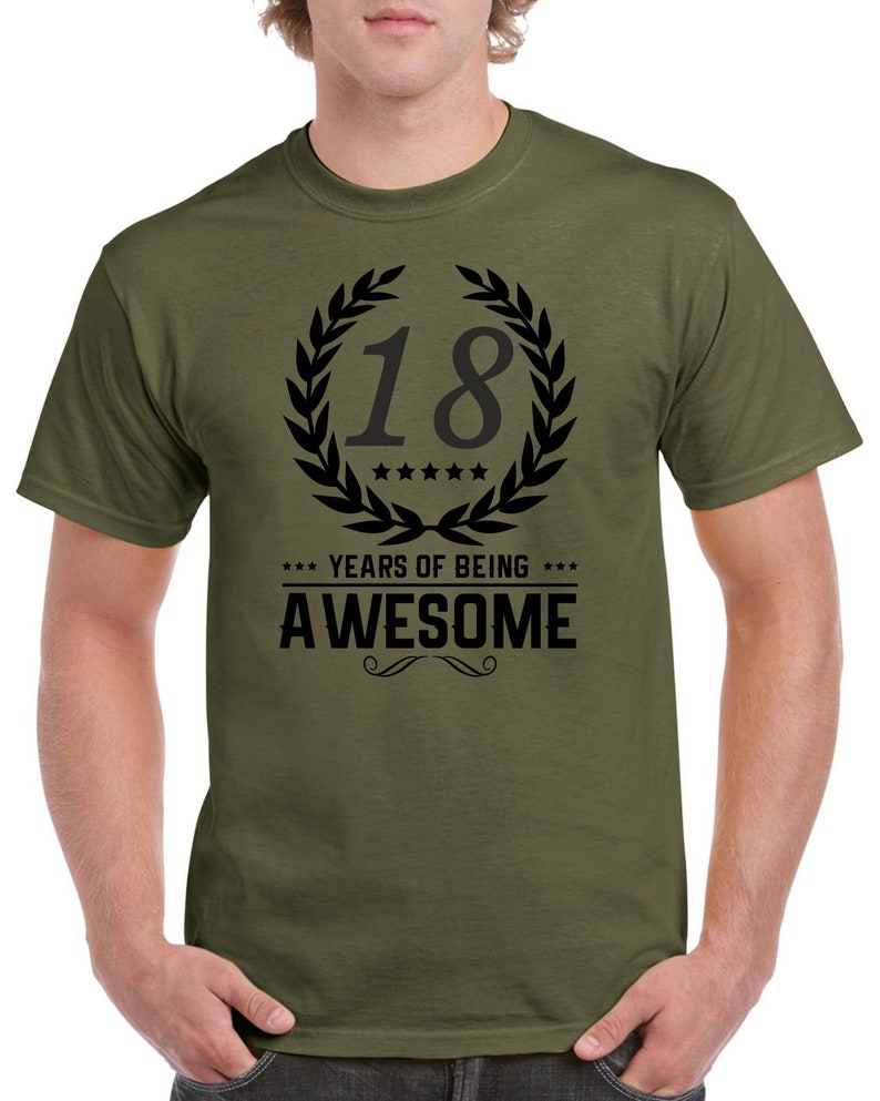 Mens 18th Birthday Gifts T Shirt Eighteen 18 Years of Being Awesome