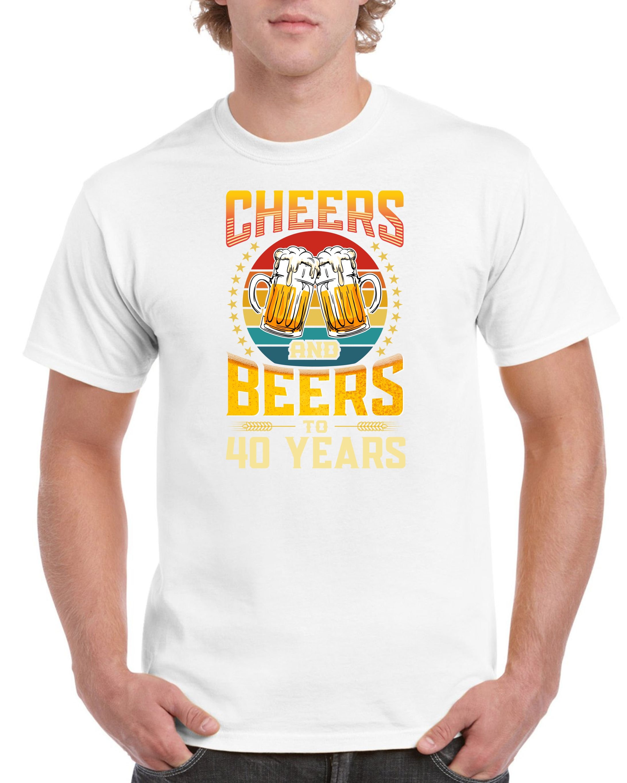 Discover Mens 40th Birthday Gifts Forty Cheers & Beers To 40 Years Funny Old T-Shirt