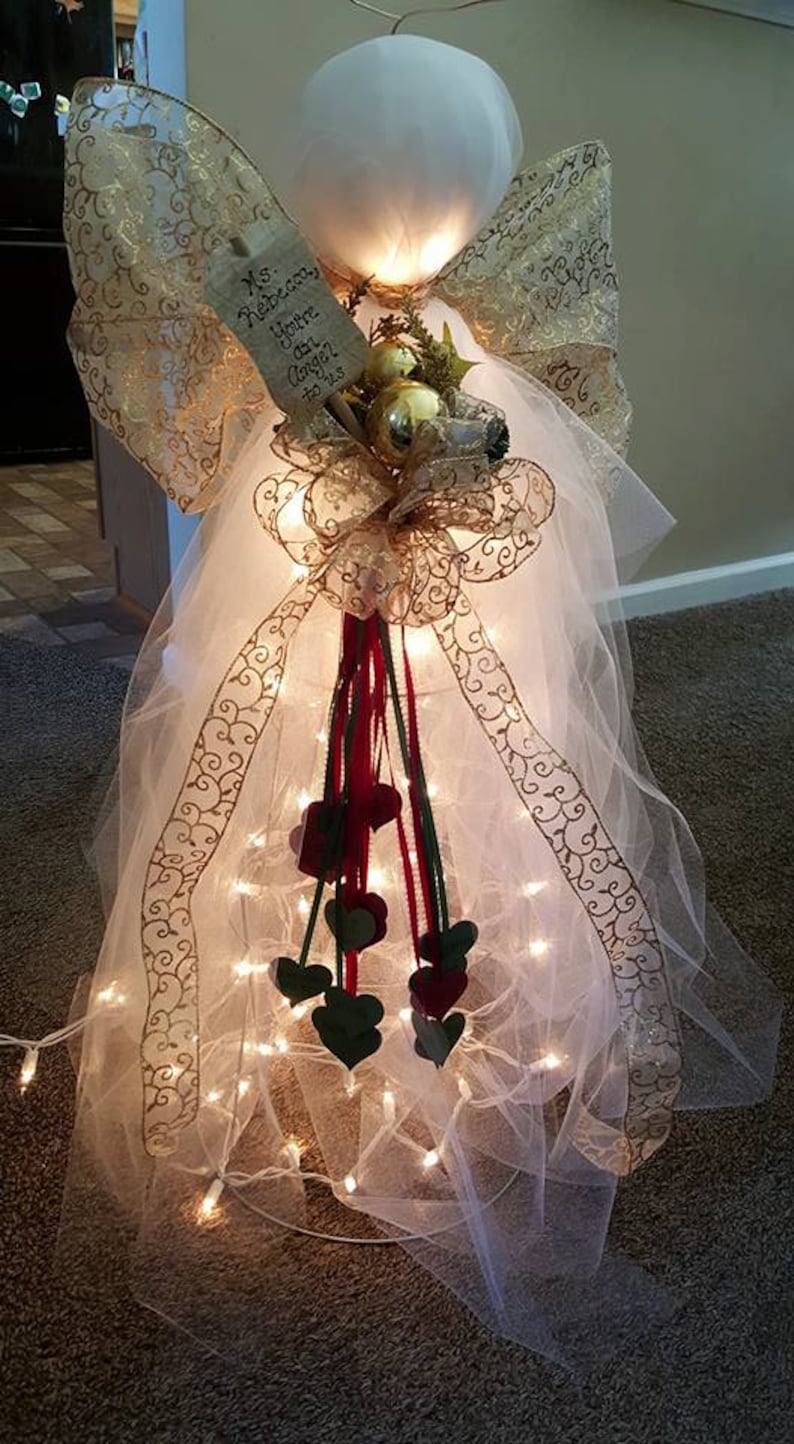 Angel/ lighted angel/ tomato cage/ holiday/ Christmas angel/ Etsy