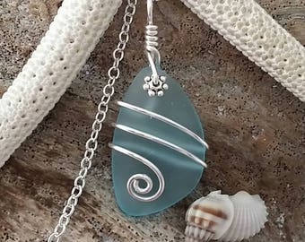 two blue sea glass earrings, Handmade in Hawaii Hawaii Gift Wrapped, Customizable Gift Message 