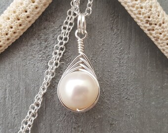 Exclusive from yinahawaii, Wire Braided Sized Round Natural Pearl necklace, "June Birthstone",   FREE gift wrap