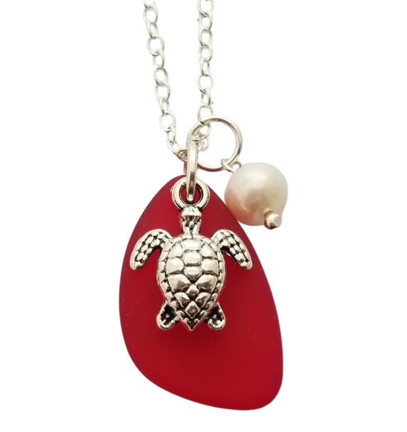 Collier Pendentif Bébé Tortue De Mer Marron - Longueur Réglable à Partir De 53 Cm - Pochette Velours Incluse