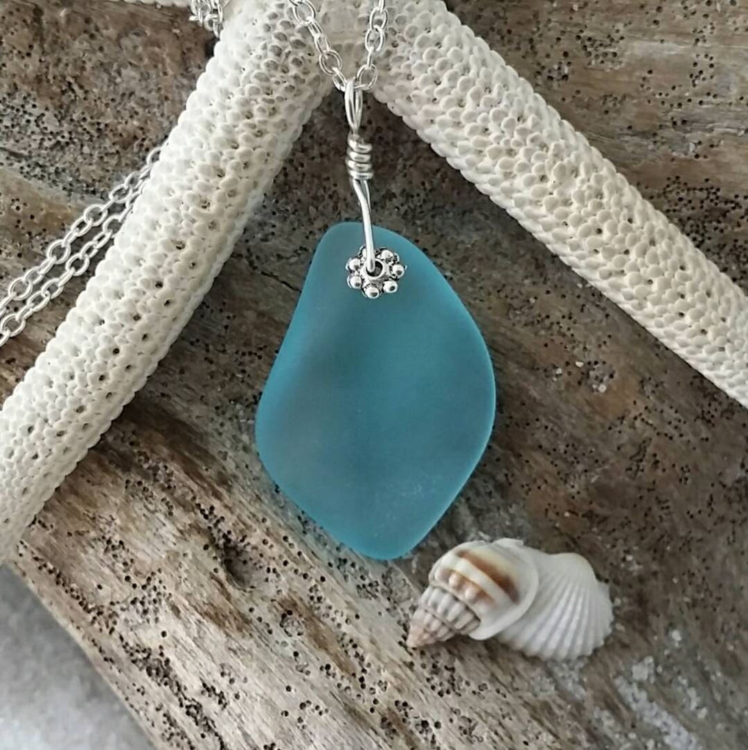 Handmade in Hawaii Blue Sea Glass Necklace Gift Box - Etsy
