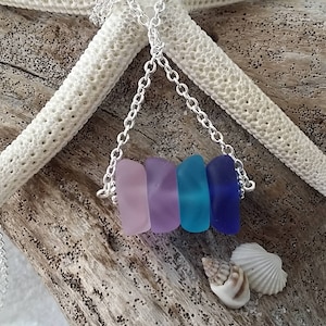 Made in Hawaii, Pink lila blau Kobalt Seeglas Halskette, Strand Glas Halskette, Geschenkbox, Strand Schmuck Geschenk.