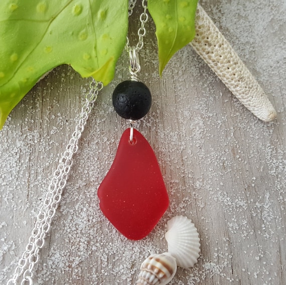 Red sea glass necklace deals