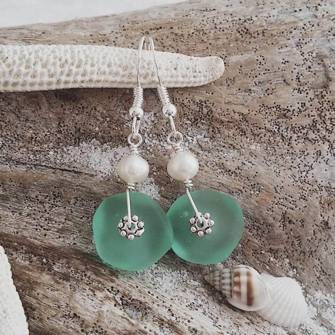 Sea glass earrings amazon deals