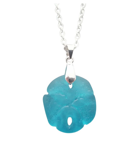 Handmade in Hawaii Sand Dollar Sea Glass Necklace beach Glass