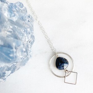 Soul of the World - Gemstone Geometric Necklace in Sapphire, Emerald, Moonstone, Onyx, Garnet, Lapis