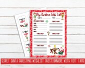 Christmas Wishlist Printable, Light Skin Secret Santa Printable, Secret Santa Questionnaire, Christmas Gift Planner, Wish Lists for Kids