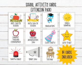 Printable School Activity Cards 114 Cards Included, Visual Calendar, Command Center Calendar, Child Responsibilities, Life Skills