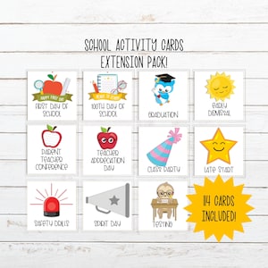 Printable School Activity Cards 114 Cards Included, Visual Calendar, Command Center Calendar, Child Responsibilities, Life Skills