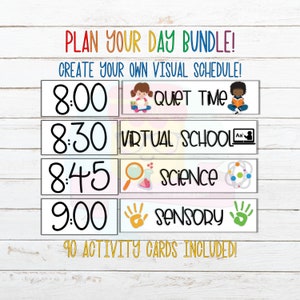 Printable Daily Schedule with Cards, Homeschool Schedule, Visual Schedule, Daily Planner, Child Responsibilities, Life Skills,Command Center