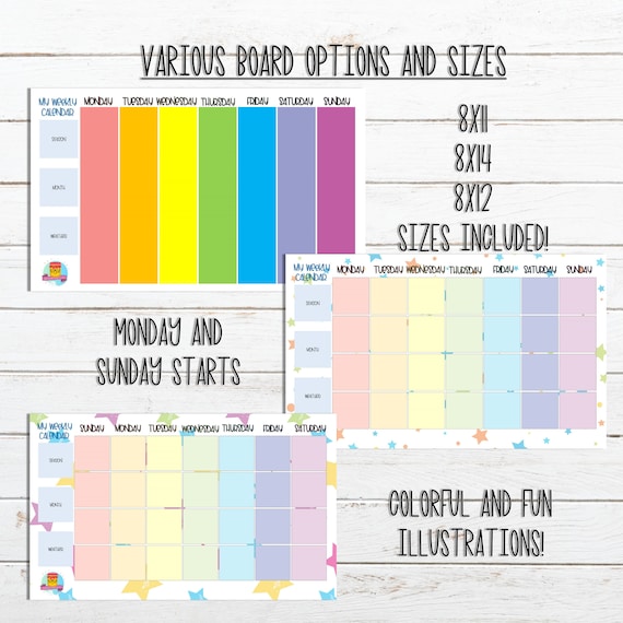 Command Center Calendar Weekly Planner Child Responsibilities Visual Calendar Printable Weekly Schedule with 288 Cards Life Skills