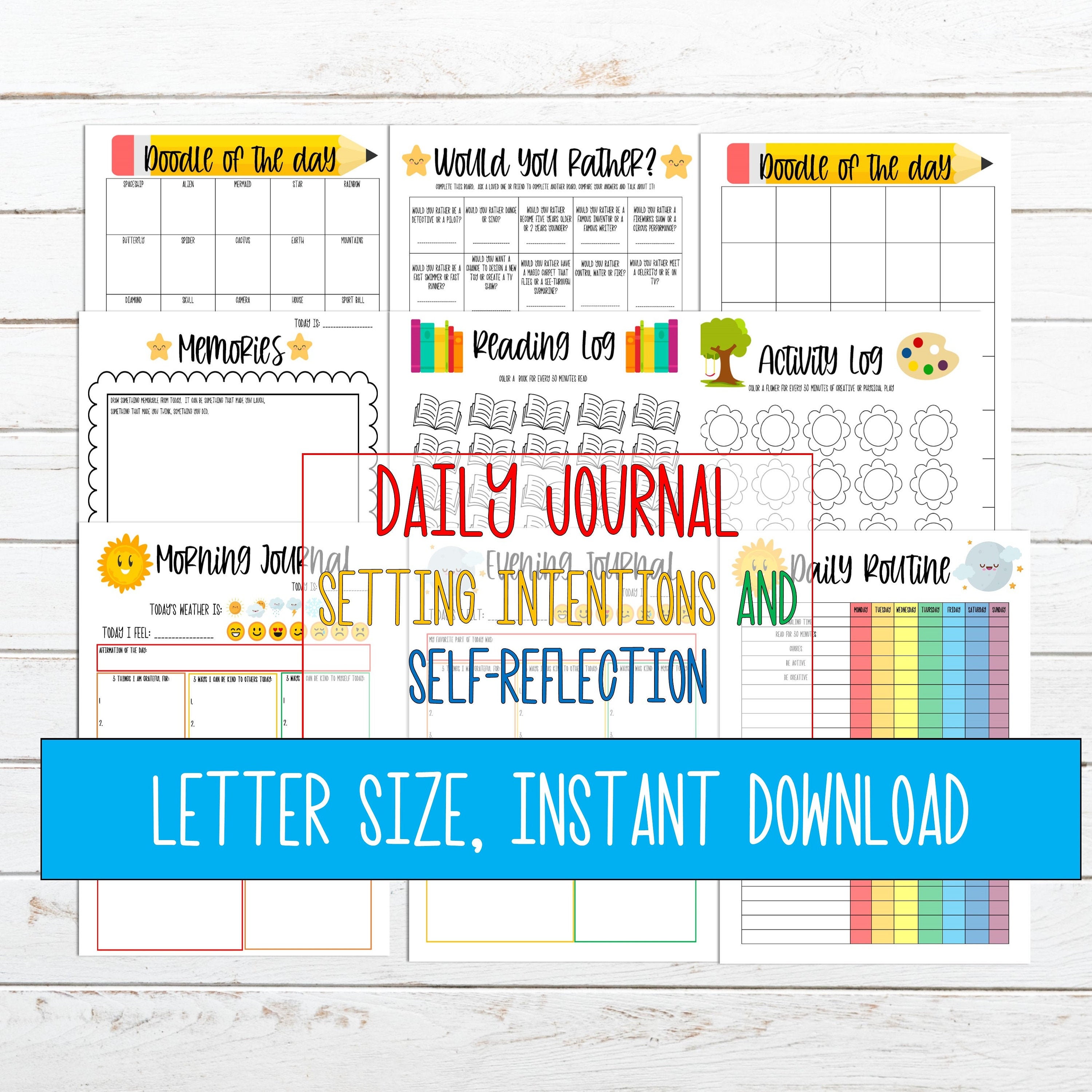 Kids Daily Journal Printable, Daily Reflection for Kids - Etsy