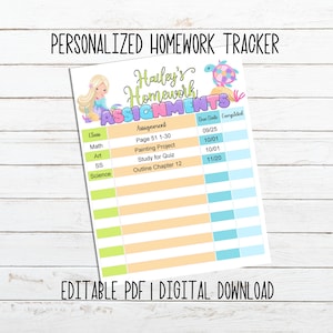 Documentable Home School Home HomeWork Tracker, Mermaid Homework Printable, Liste de contrôle quotidienne, Modèle de liste de tâches, Planificateur quotidien homeschool