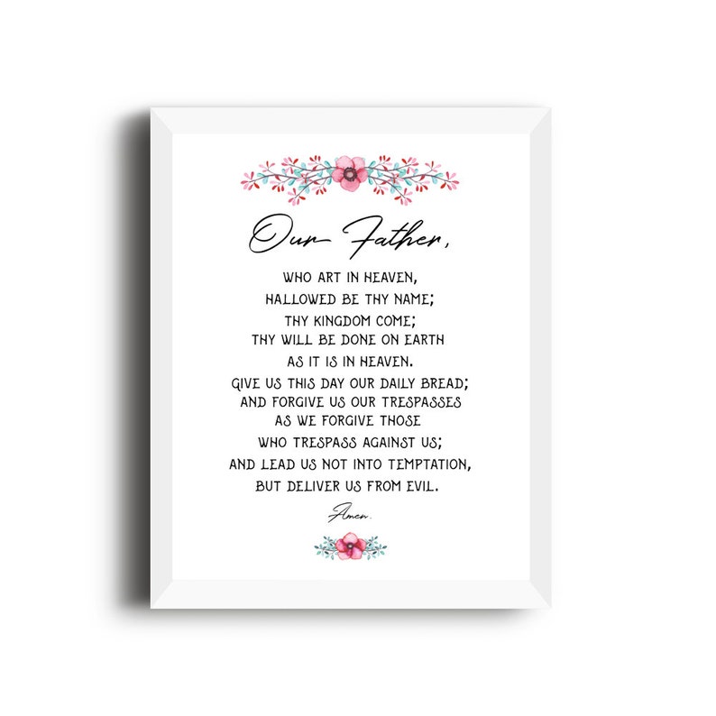 our father prayer printable catholic prayer lords etsy