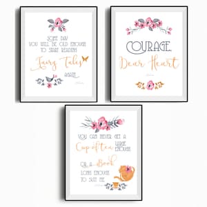 CS Lewis Quotes - set mit 3 Ausdrucke, bedruckbar, Tee lange genug Mut liebes Herz, Buch lesen Märchen wieder, Buch-Liebhaber-Geschenk, 8 x 10