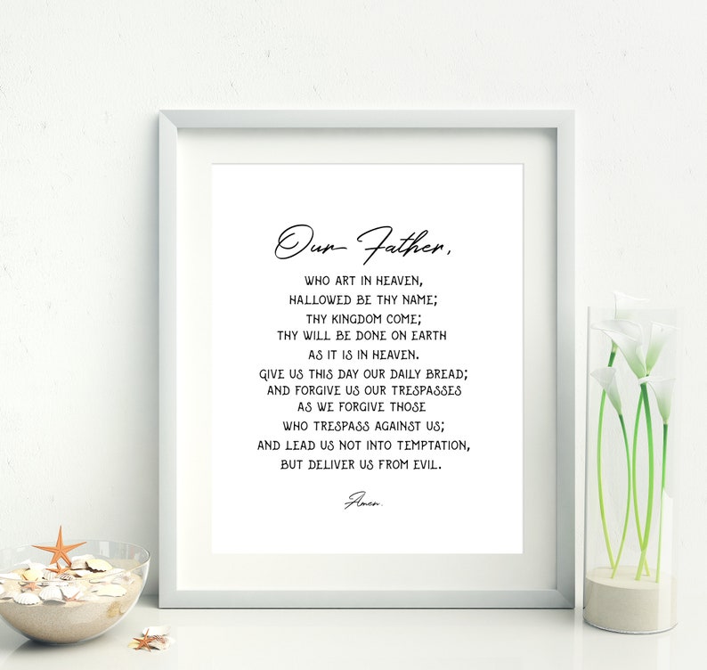 our father prayer printable catholic prayer lords etsy
