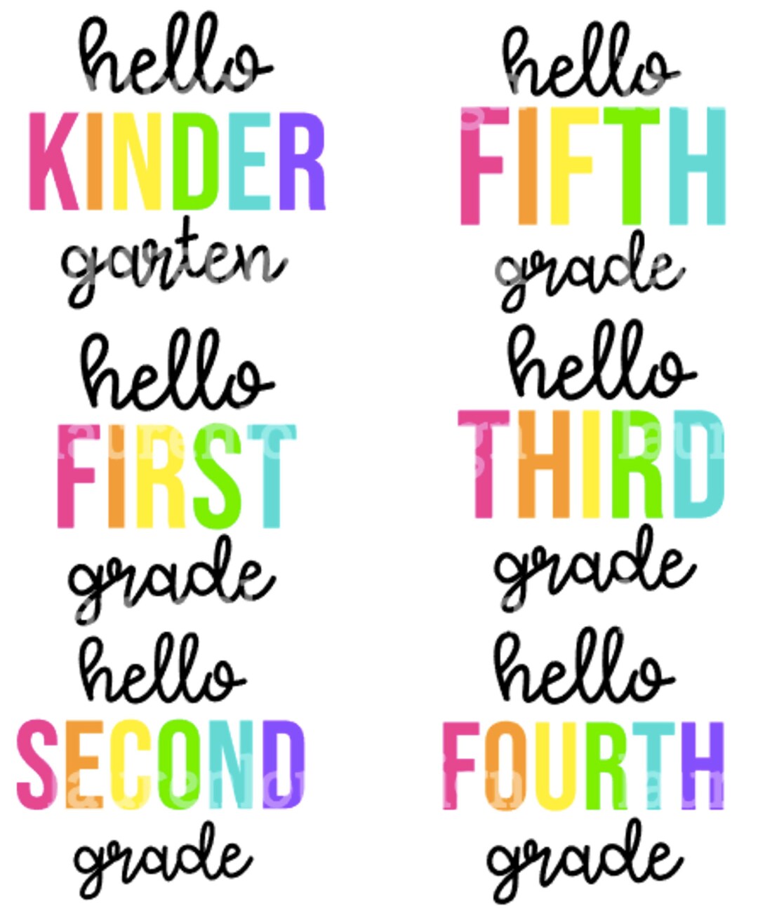 HELLO First Second Third Kindergarten Fourth Fifth Grade Back to School ...