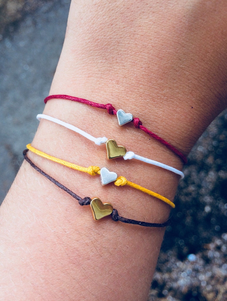 Heart Wish Bracelet String Bracelets For Women Heart String Etsy