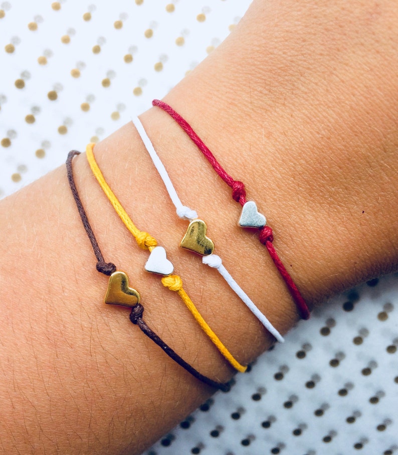 Heart Wish Bracelet String Bracelets For Women Heart String Etsy