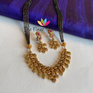 Gold Replica Mangalasutra Set/ Multi stone Mangalasutra Set/ Black beads Necklace Set